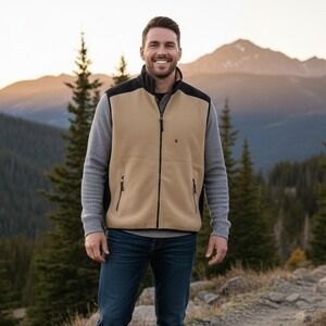 10000 Ft Above Sea Level Vest Mens 2XL Full Zip Zipper Pockets Outdoor Beige NWT